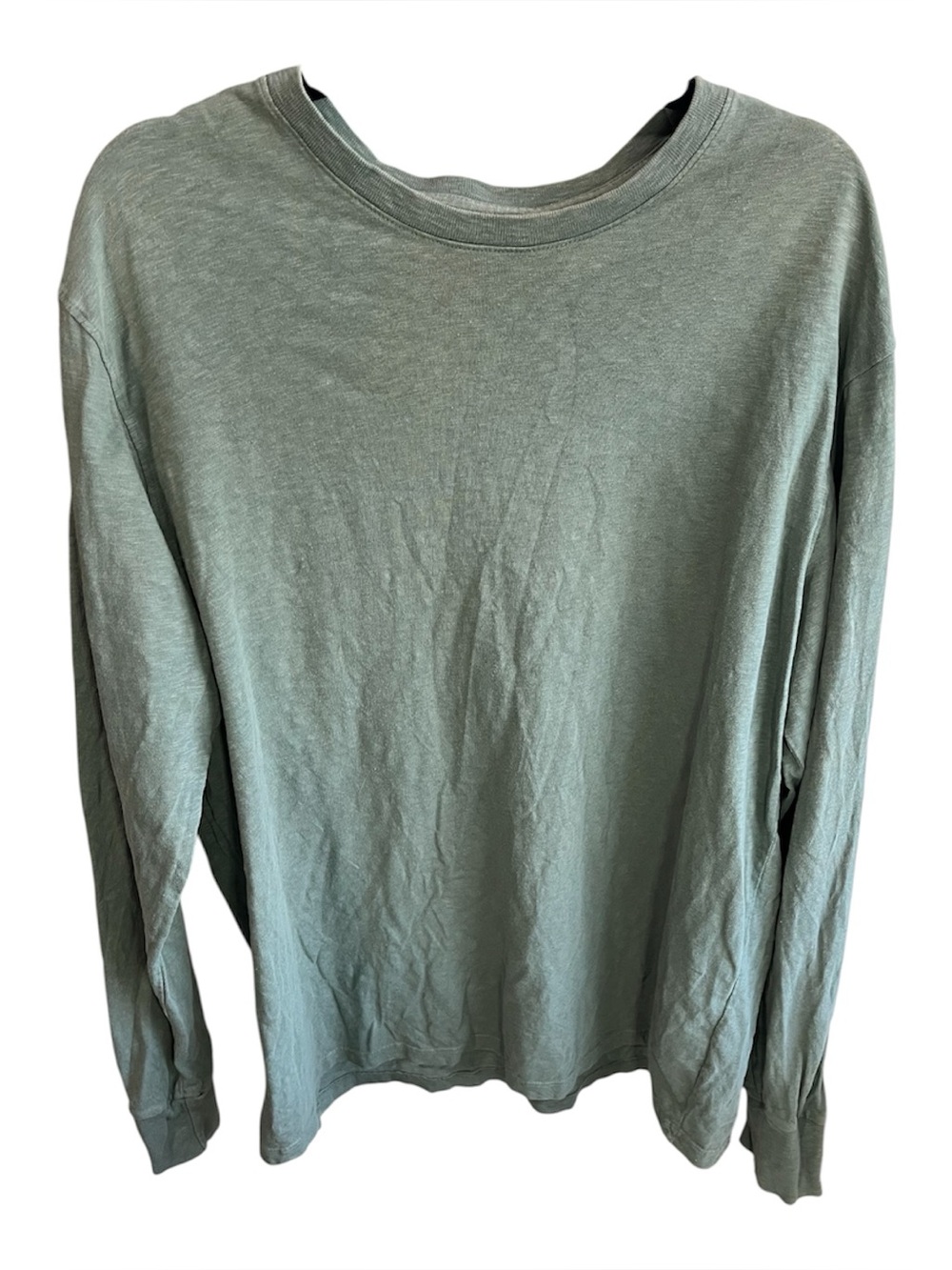 American Giant Long Sleeve Tee Mens XL Green Premium Slub Cotton Crew Neck